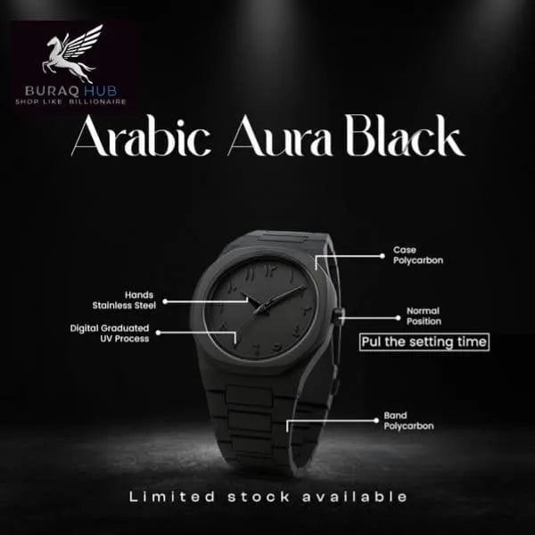 Arabic Aura Black Watch | Premium Original Timepiece for Men & Women